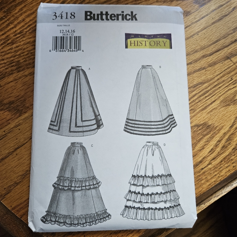 Butterick Making History Victorian Edwardian Skirt Pattern Sizes 12, 14, 16
